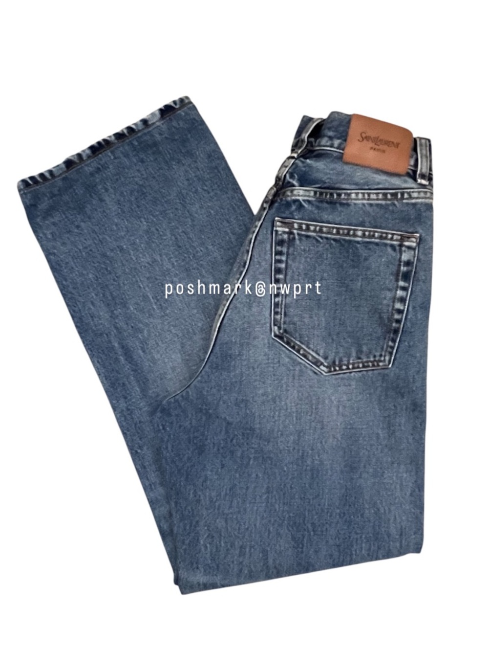 SAINT LAURENT ✨ V-Waist Baggy High Rise Wide Leg Jeans 50’s Blue 24 - Picture 14 of 15